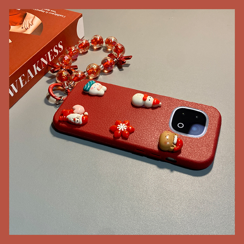 圣诞雪人小熊适用vivoiqoo15手机壳iqoo13兔子z10x挂链z9turbo+可爱z8x红色z7i卡通z5皮纹z3仿皮u5硅胶u3x十p