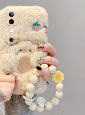 可爱小熊适用vivos19pro手机壳s17t挂链s16e斜挎t1卡通s15毛绒绒s12可背s10硅胶s9毛茸茸s7秋冬季s6女s1/vivo
