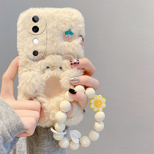 可爱小熊适用vivos19pro手机壳s17t挂链s16e斜挎t1卡通s15毛绒绒s12可背s10硅胶s9毛茸茸s7秋冬季 vivo s6女s1
