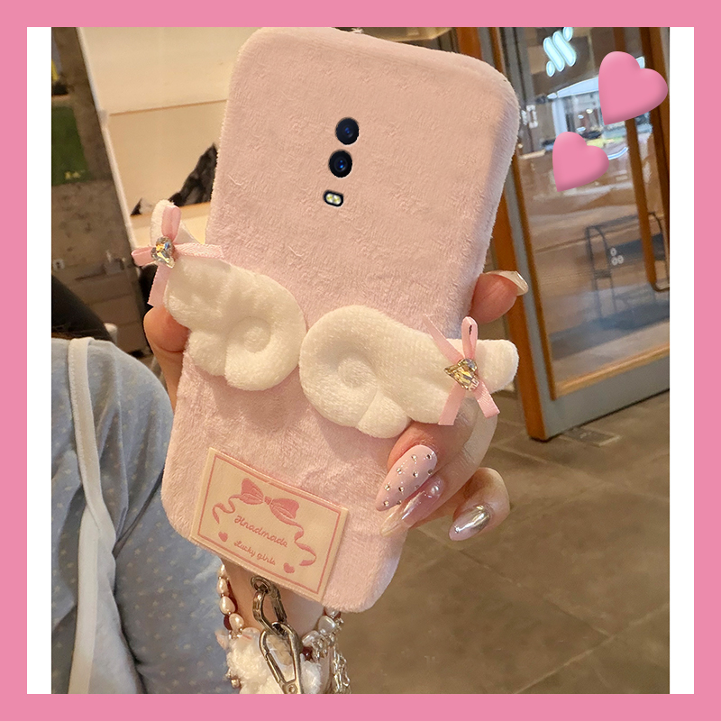 ins风天使翅膀适用oppor17pro手机壳r15x梦境版r11splus米菲兔r9s立体r7plus秋冬季r17毛绒oppo挂件0pp0挂绳p