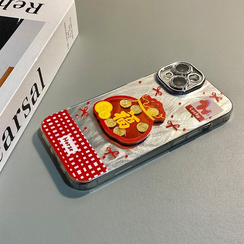 手机壳硅胶羽纱新年红色2026马年