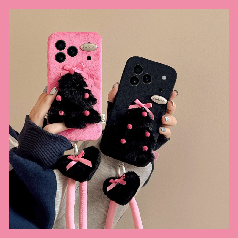 ins风圣诞树爱心适用苹果17promax手机壳华为pura80荣耀400pro小米17立体vivos30毛绒opporeno14秋冬x300立体