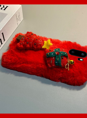 ins风红色圣诞树适用oppo一加ace6手机壳ace5至尊版1+15毛绒13秋冬季12保暖11pr软10/9rt/ace3v/2v/1+oneplus