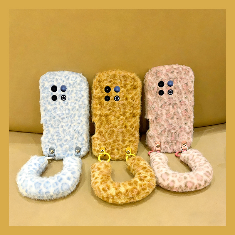 ins风拼色豹纹适用vivoiqooz10x手机壳iqooz9turbo斜挎z8x可背z7i毛绒z6x秋冬z5手腕带u5x爱酷u3x软iq00/vivo