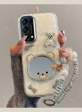 可爱小熊镜子适用vivoiqoo13手机壳iqoo12水钻11s滴胶z9x立体爱酷z3日韩u5挂链u1x补妆镜iq00轻奢vivo硅胶软p