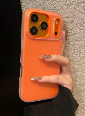 简约纯色橙色适用苹果17promax手机壳华为pura80荣耀x70i小米17promax果冻vivos50二合一opporeno15新款小众p