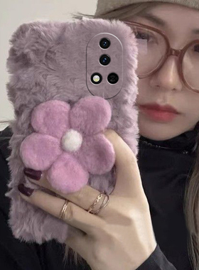 紫色花朵适用华为nova13pro手机壳novo12ultra日韩11高级感10z小众9se毛茸茸8毛绒绒7i硅胶6秋冬5i女4e活力版