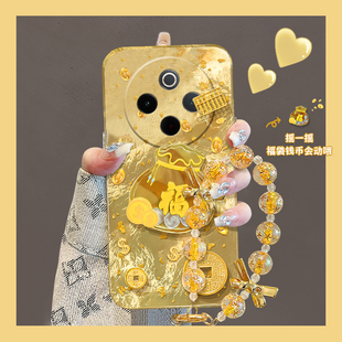 2025金币福袋适用vivoy300i手机壳y200gt立体y100t金色y200i挂链y77e简约y97手提y93s硅胶y53新年vivo y35y33