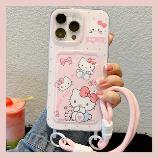 波点凯蒂猫卡包适用华为magicv3手机壳magicvs2立体p50卡套pockets挂绳matexs2插卡x5折叠屏x3少女心pocket2