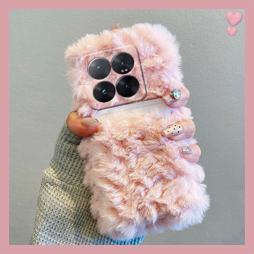 粉色卡包适用小米14pro手机壳13ultra卡套12spro毛绒绒12x日韩11青春版10mix4硅胶9a/mi8se/civi4/3/2/1s简约