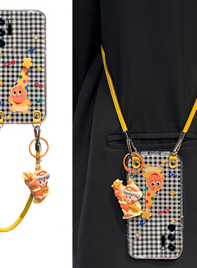 可爱星星人格子适用oppofindn3flip手机壳findn2flip斜挎n3可背带n2挂件findn折叠屏手提绳oppo斜跨0pp0硬壳