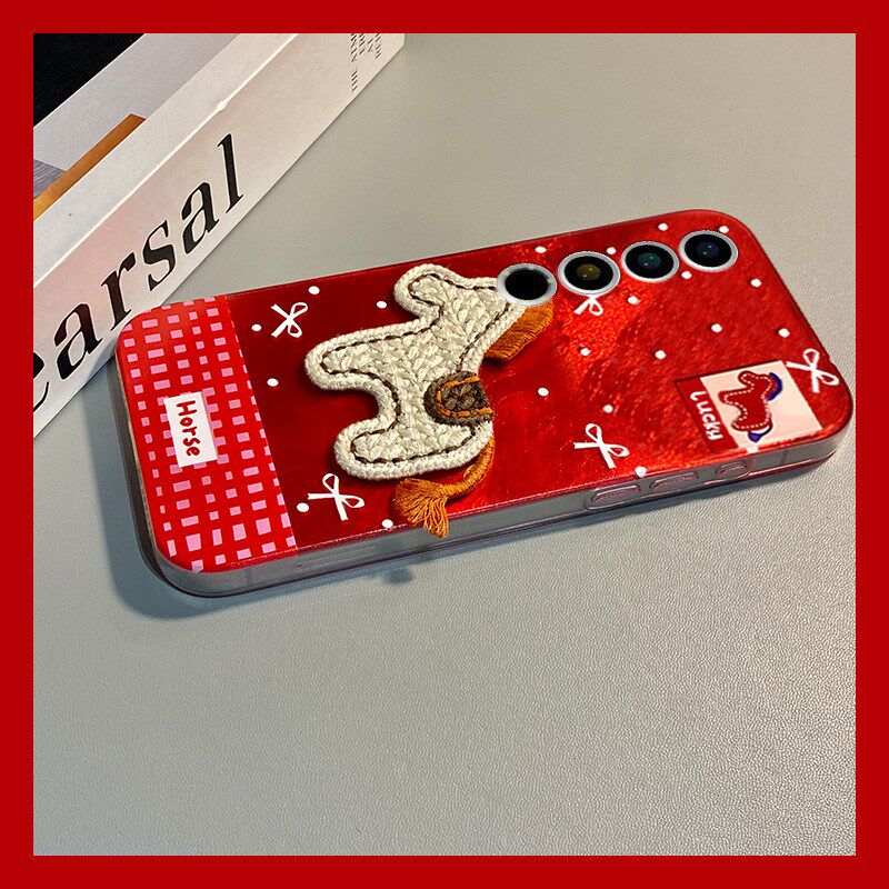 手机壳硅胶冰川纹新年红色2026马