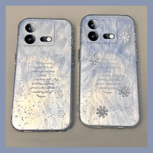 ins羽纱银色高级感小众雪花手机壳