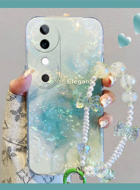 绿色晕染渐变适用vivos19手机壳s19pro贝壳纹s18e夏天s17por韩系vivi硅胶vovo软壳小众个性创意新款网红少女