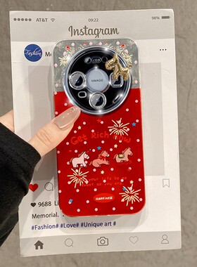 波点烟花爱心小马适用华为荣耀magic8手机壳mgaic7pro立体6至尊版5新年4马年play9c红色winrt/power2/honor软