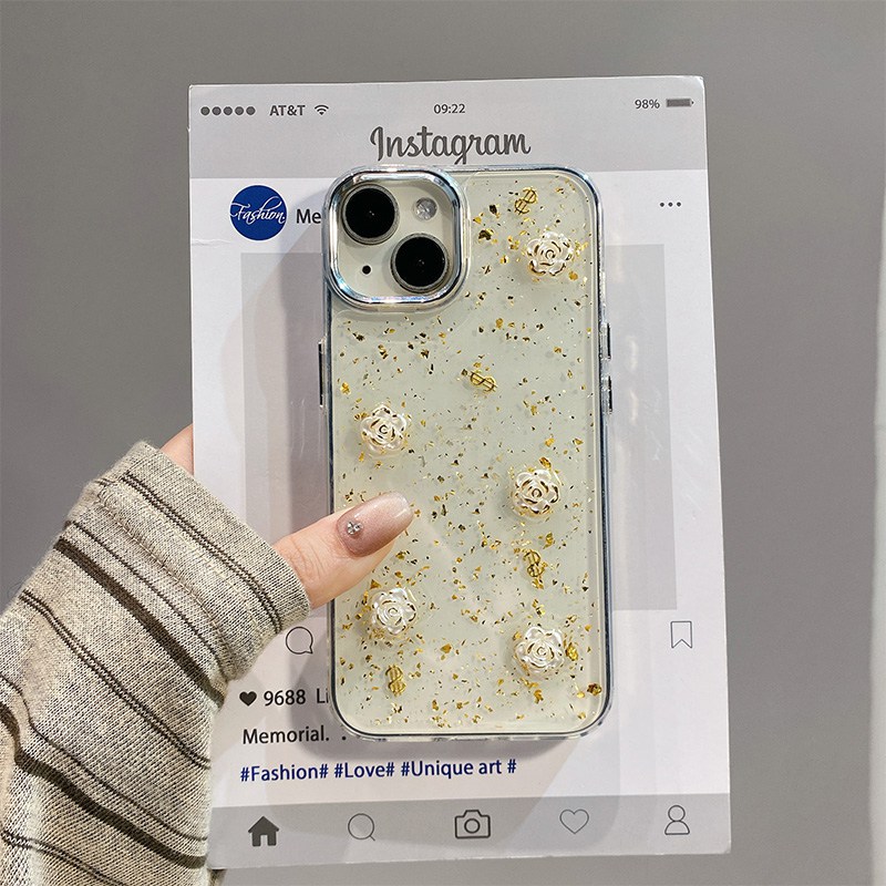 手机壳滴胶金箔美金ins风立体山