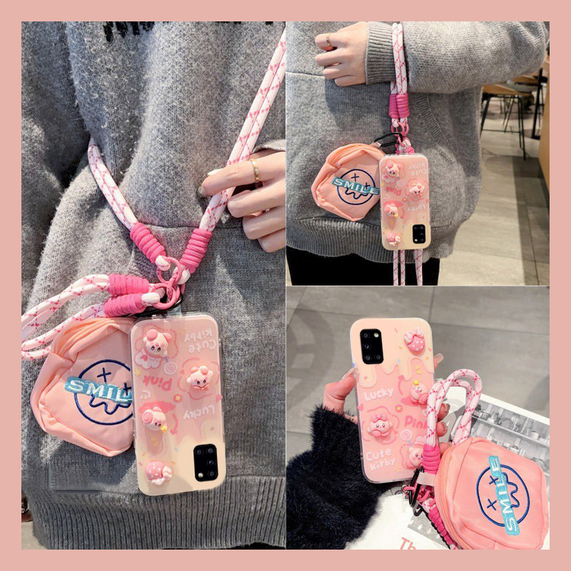 粉色小海狸适用三星a90手机壳a80立体a70s露比a50斜挎a30可背a20斜跨a10硅胶a52软壳a8s卡通galaxy/a53/f52女