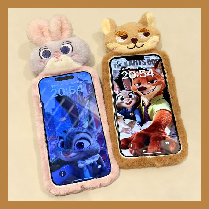 手机壳秋冬毛绒疯狂动物城立体趴