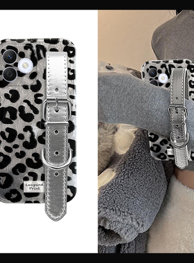 黑色豹纹适用华为荣耀x60i+手机壳x50i立体30pro银色x20se腕带9x+8x辣妹x30i十play4tpro硅胶畅玩30plus潮酷p