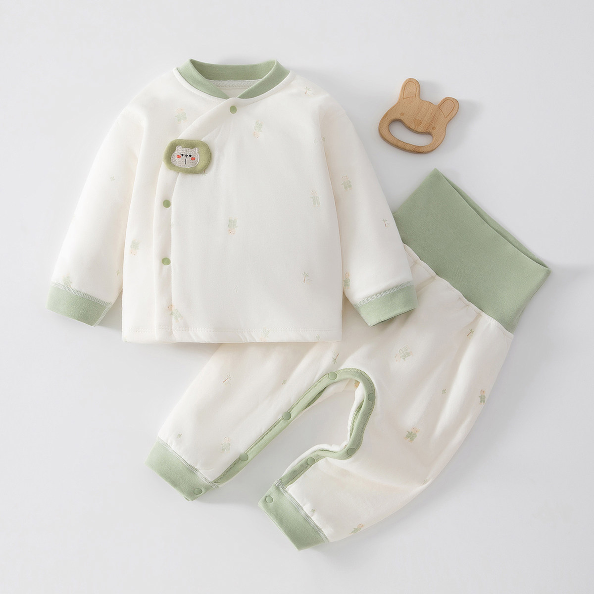 婴儿衣服秋冬季夹棉分体套装婴幼儿宝宝加厚冬装a类纯棉保暖内衣6