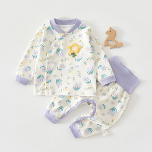 婴儿分体套装纯棉a类婴幼儿秋衣秋裤春秋6个月女宝宝衣服贴身睡衣