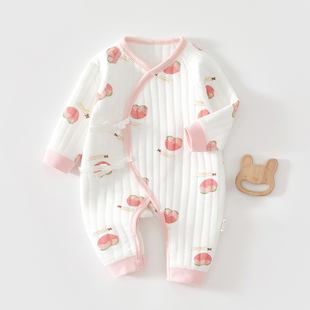 新生婴儿儿衣服秋冬52码小月龄夹棉保暖连体衣初生宝宝空气棉秋装