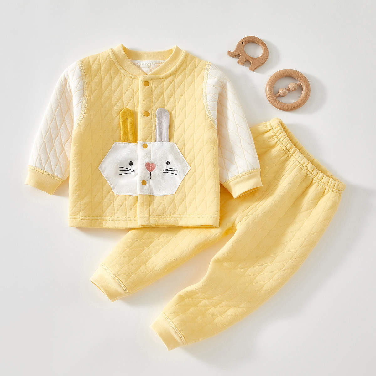 宝宝保暖内衣套装秋冬季纯棉婴儿衣服新生儿夹棉秋衣秋裤加厚外穿