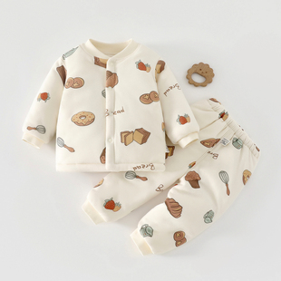 婴儿衣服夹棉冬季棉衣秋冬宝宝分体套装冬天加棉保暖男婴幼儿冬装