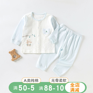 婴儿衣服夏季薄款分体套装六个月宝宝空调服两件套a类婴幼儿夏装