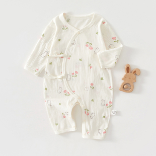 薄款 6月初生宝宝夏装 52码 连体衣0 哈衣 长袖 新生婴儿儿衣服a类夏季