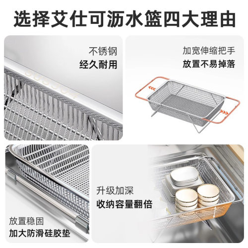 201不锈钢可伸缩沥水篮新