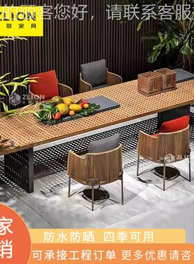 别墅桌柚木桌69.2椅花园木庭院桌家具酒店露餐台阳台藤编实椅组合