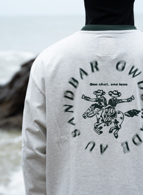 GWDS 比心的牛仔 趣味印花拼接长袖