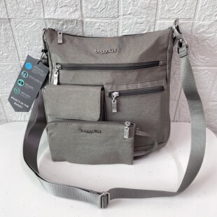 外贸尾货美国baggallini男女通用单肩防水尼龙 布多层拉链斜挎包