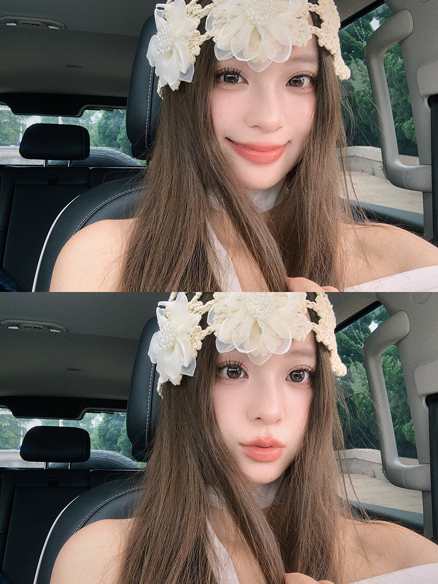 粥可可白色手工编织钩花镂空帽子女2026新款春夏薄款针织蕾丝帽