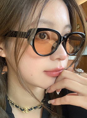 黑框茶色墨镜女高级感猫眼眼镜