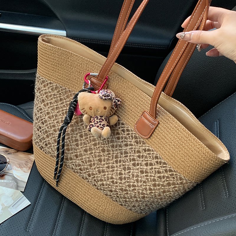 【赠挂件！】海边度假风编织沙滩包女大容量时尚百搭单肩包手拎包