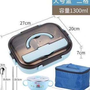 带提手韩式 餐盒304不锈钢学生保温饭盒多格便携分隔餐盘防烫带盖