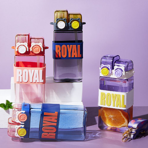 卡通ins风儿童水杯学生夏季个性双饮吸管杯户外便携运动水壶