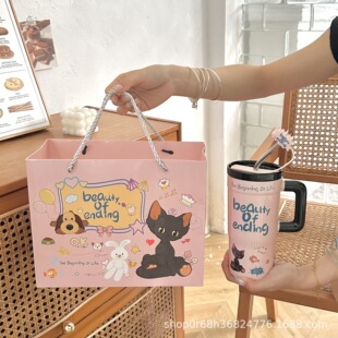 高颜值吸管水杯杯子陶瓷家用大容量马克杯陶瓷杯带盖女生办公室