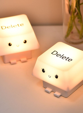 创意键帽灯USB充电解压Delete按键开关小夜灯儿童床头睡眠氛围灯