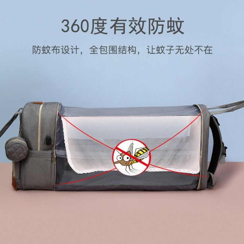跨境大容量妈咪包轻便网纱母婴床