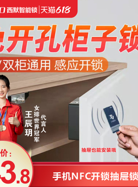 柜门锁免打孔 电子感应储物箱鞋暗对开门抽屉隐形家具更衣柜子锁