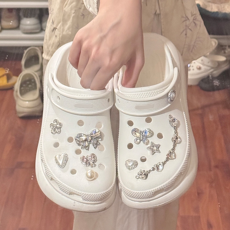 小仙女！鞋扣洞洞鞋配饰diy高级感水钻蝴蝶装饰复古重工水钻链条