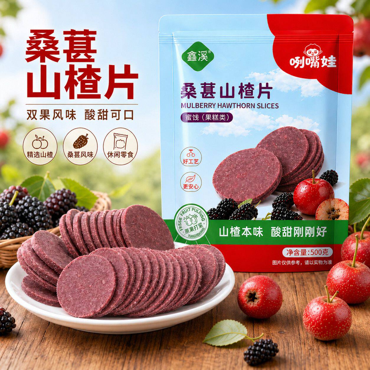 桑葚山楂片散装500g鲜果打浆酸甜山楂片办公室休闲小零食
