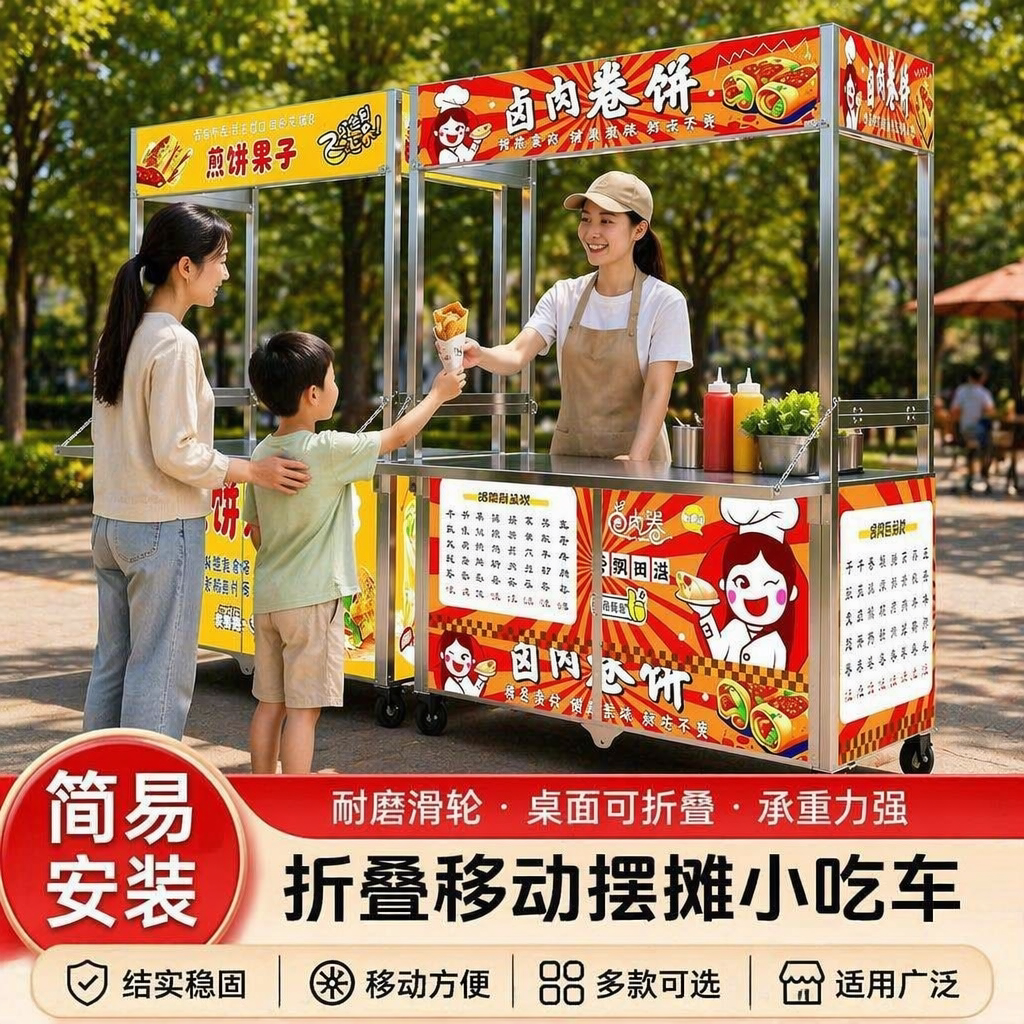 可折叠多功能户外小吃车夜市摆摊餐车/摆摊车/小吃车