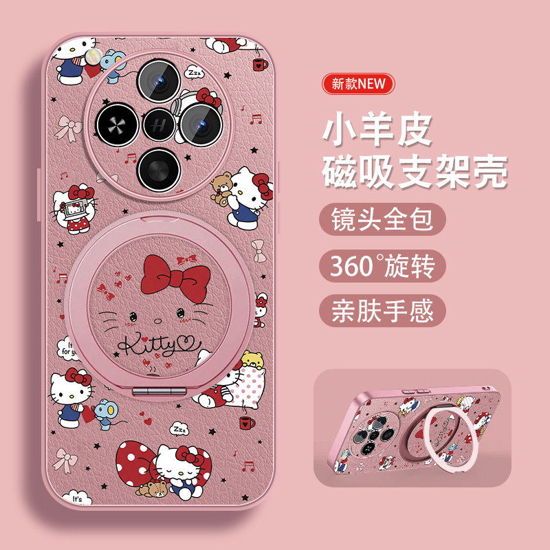 卡通猫咪适用oppofindx8手机壳Findx8pro新款女俏皮x8s+带磁吸支架x8ultra0pp0高级可爱opop带挂绳全包防摔套