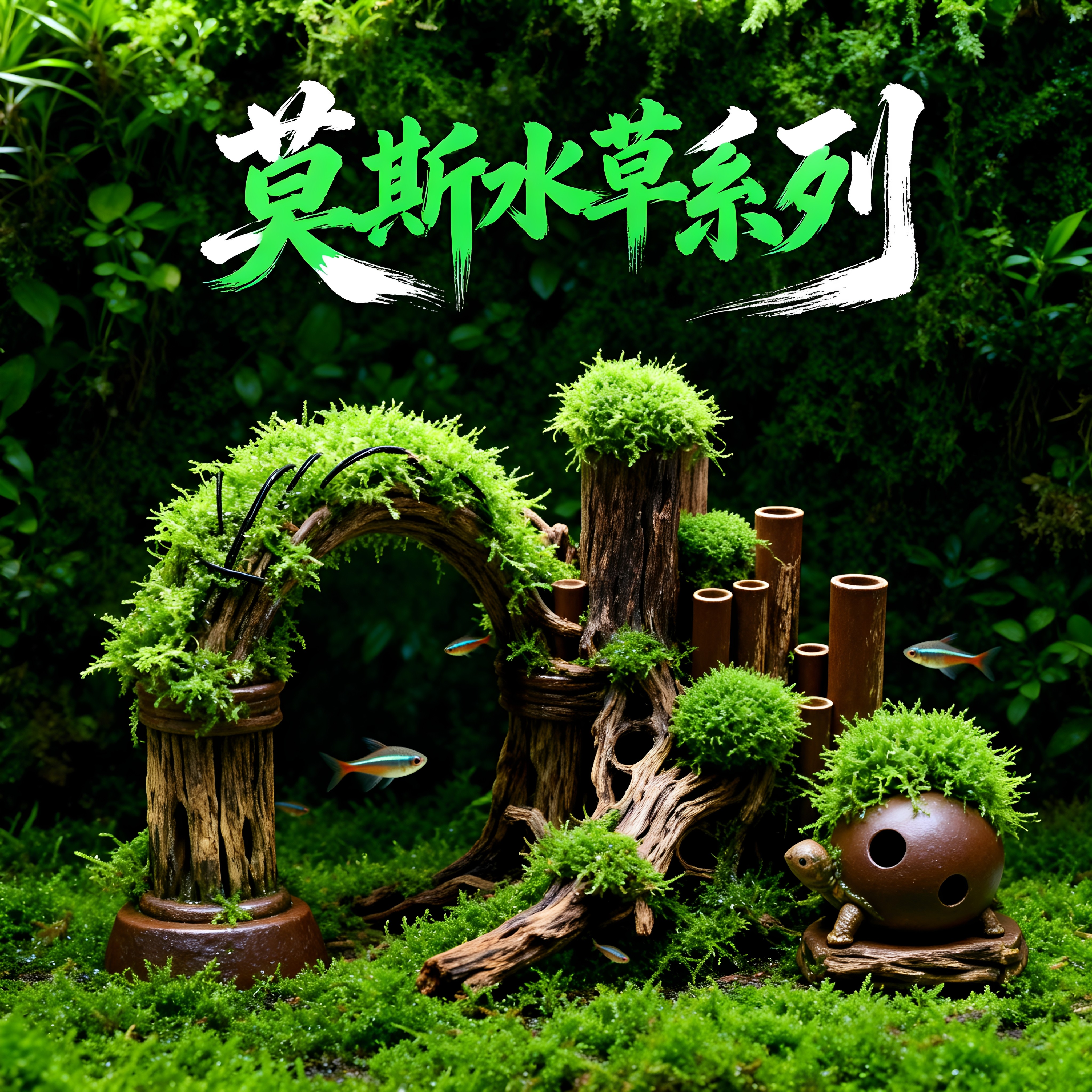 鱼缸莫斯陶罐水草造景真植物鱼虾躲避罐虾屋小摆件小鱼繁殖躲避屋