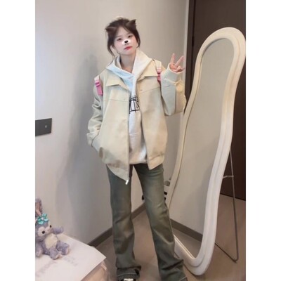 美式翻领外套女春秋款新