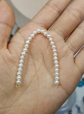 4049-18K金双耳扣卡3-4天然珍珠延长链，10.5cm。接延长链可手链